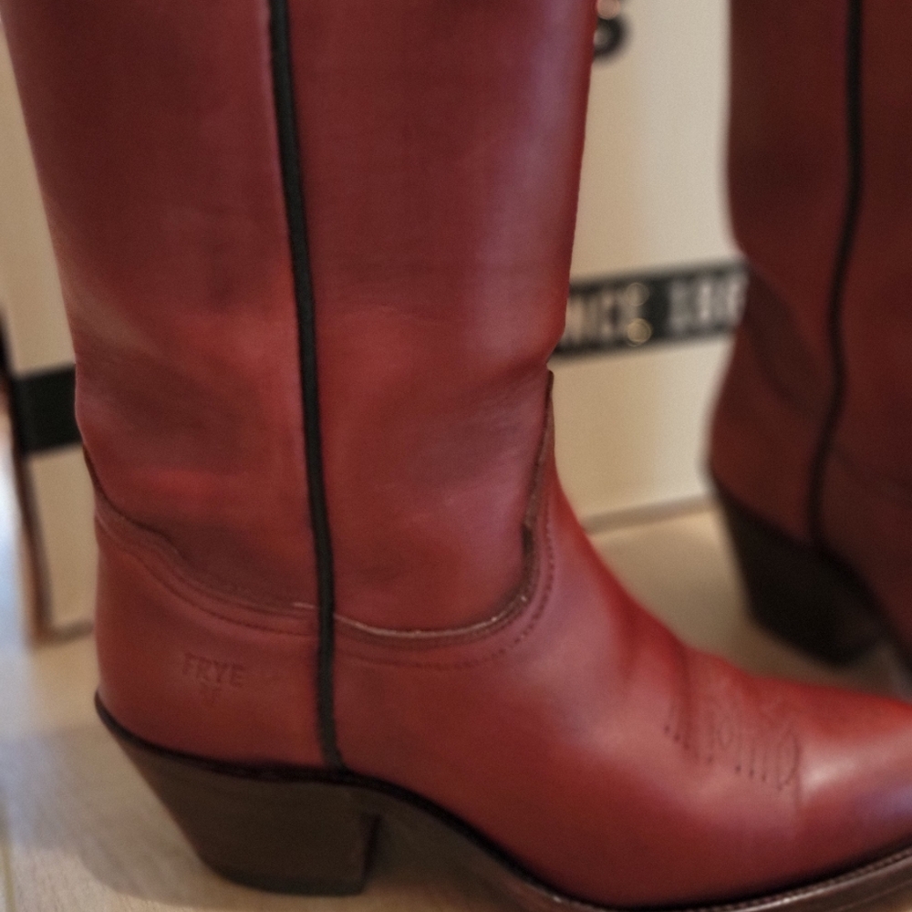 Vintage 1970s/1980s Frye Boots Size 7B Burnt Cherry 6253 - Picture 4 of 14